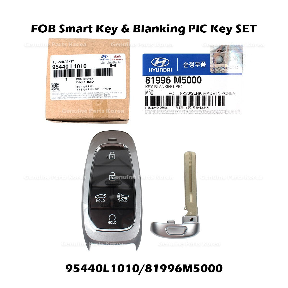 Genuine FOB Smart Key & Blanking PIC Key SET 95440L1010 for Hyundai Sonata