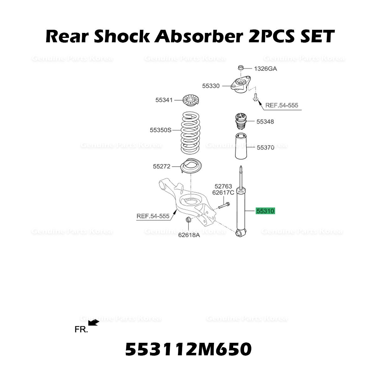 Genuine Rear Shock Absorber 2PCS SET 553112M650 for Hyundai Genesis Coupe