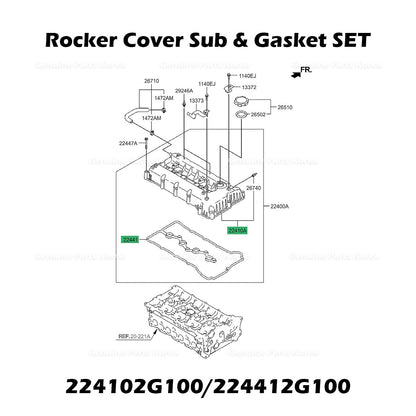 Genuine Rocker Cover Sub & Gasket SET for Hyundai Santa Fe Tucson Kia Optima