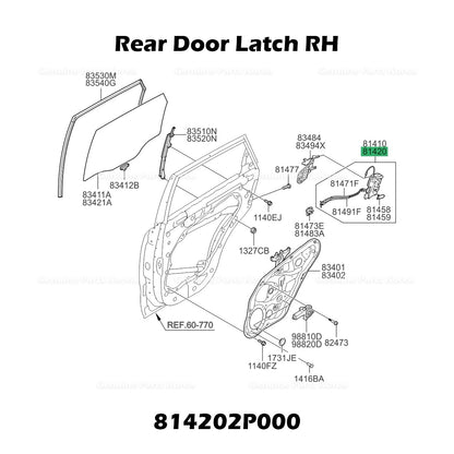 Genuine Rear Door Latch RH 814202P000 for Kia Sorento