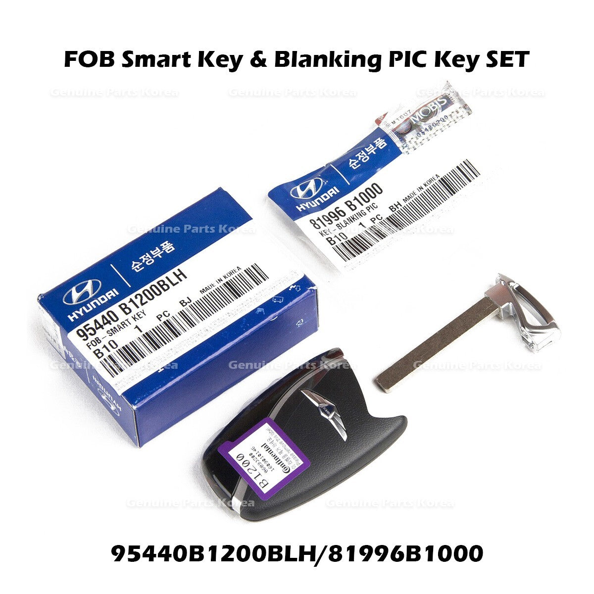 Genuine FOB Smart Key & Blanking PIC Key SET 95440B1200BLH for Hyundai Genesis