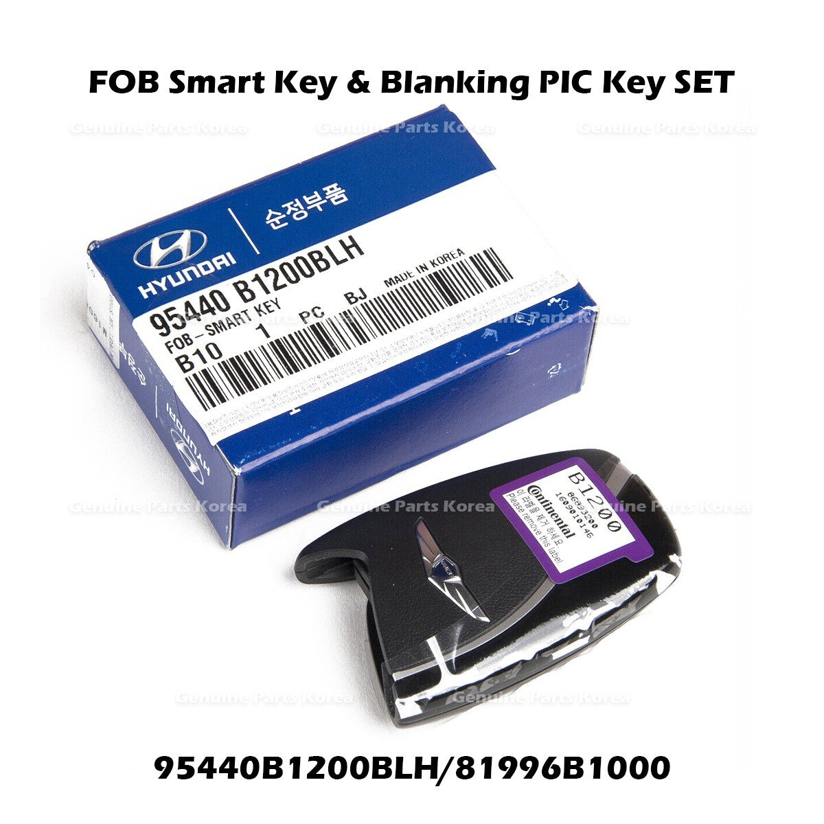 Genuine FOB Smart Key & Blanking PIC Key SET 95440B1200BLH for Hyundai Genesis