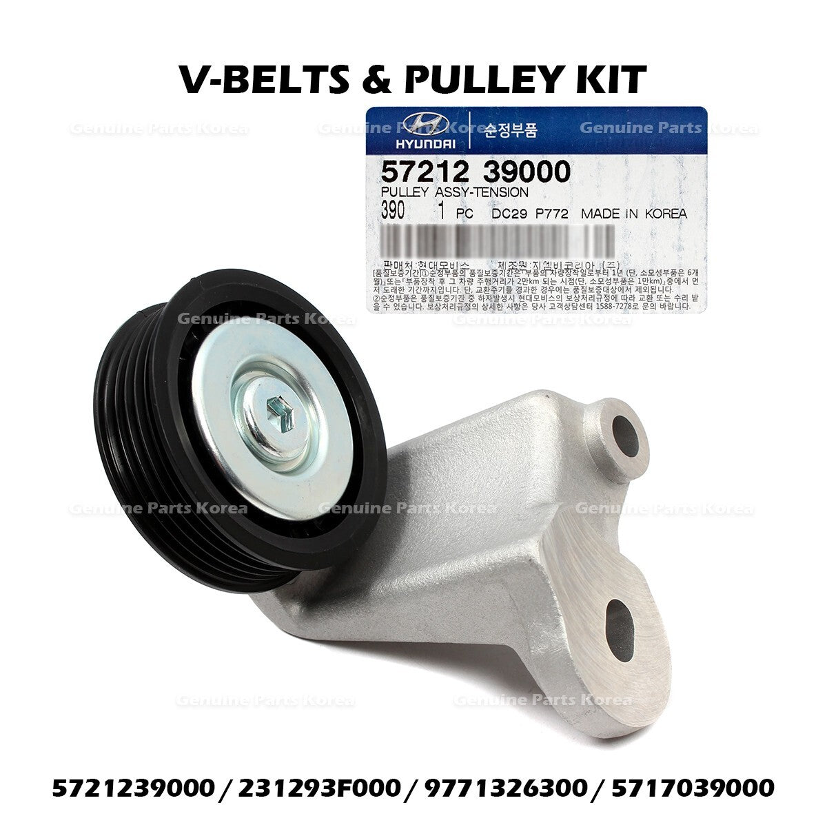 Genuine V-BELTS & PULLEY KIT for Hyundai Santa Fe Kia Amanti