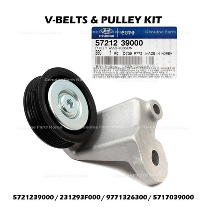 Genuine V-BELTS & PULLEY KIT for Hyundai Santa Fe Kia Amanti