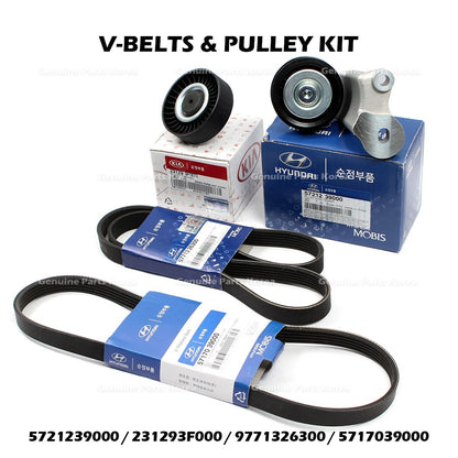 Genuine V-BELTS & PULLEY KIT for Hyundai Santa Fe Kia Amanti