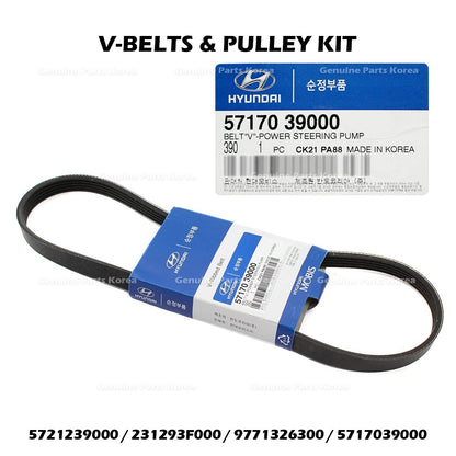 Genuine V-BELTS & PULLEY KIT for Hyundai Santa Fe Kia Amanti