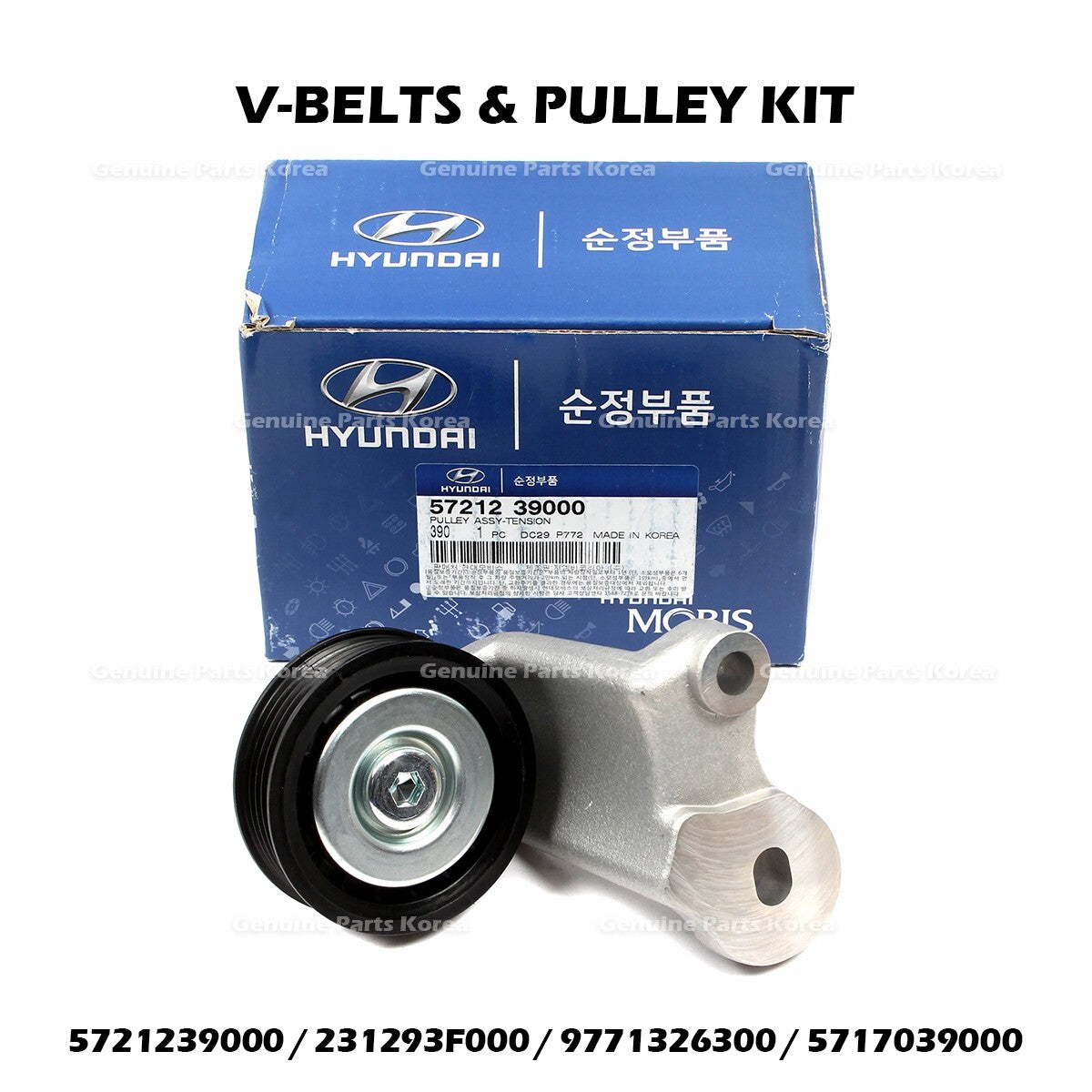 Genuine V-BELTS & PULLEY KIT for Hyundai Santa Fe Kia Amanti