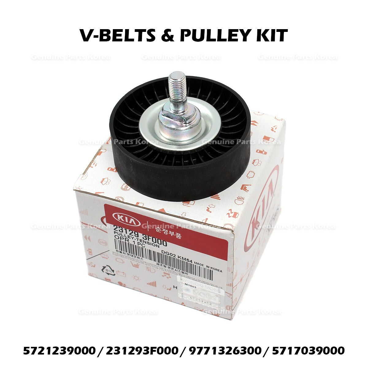 Genuine V-BELTS & PULLEY KIT for Hyundai Santa Fe Kia Amanti
