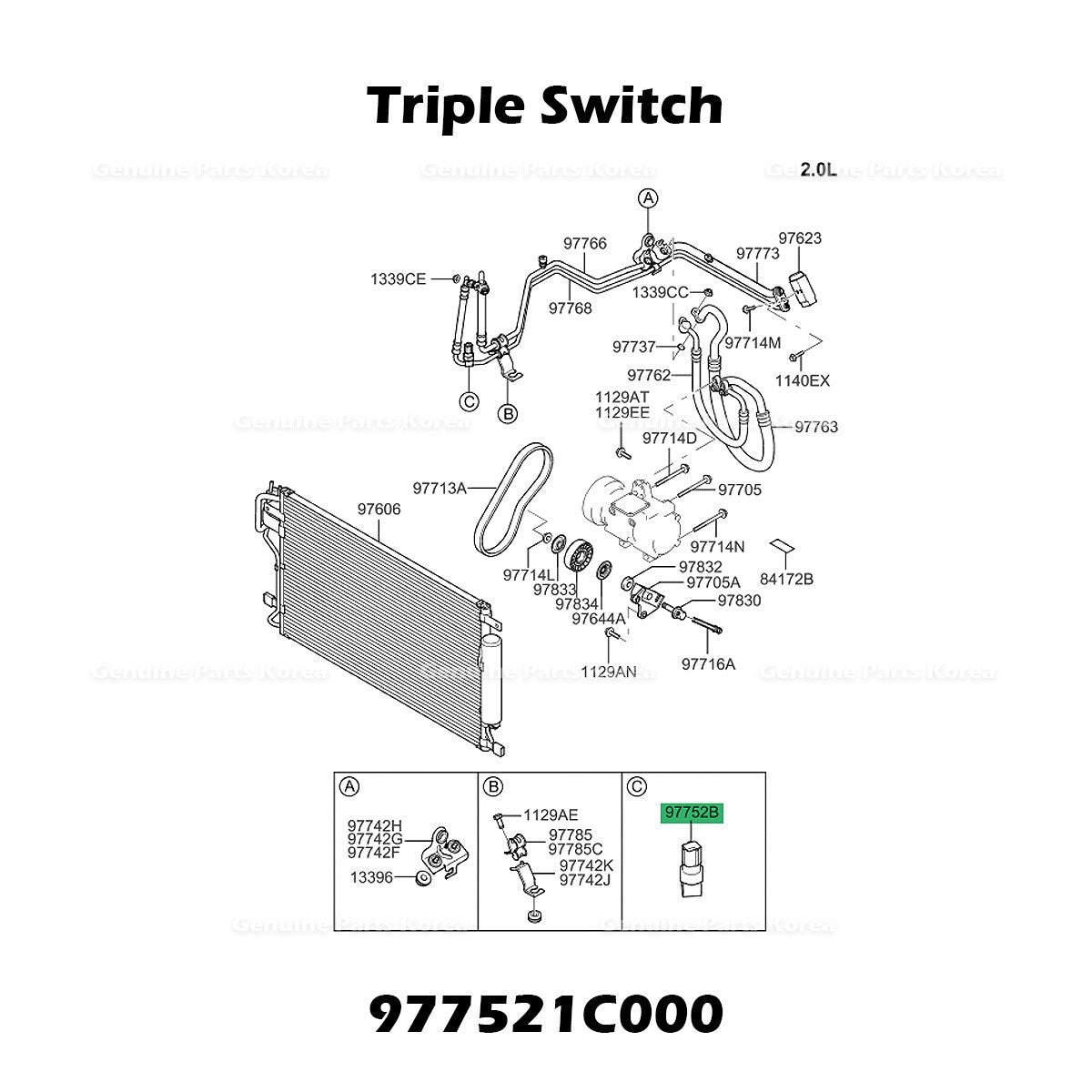 Genuine Triple Switch 977521C000 for Hyundai Tucson Kia Sportage
