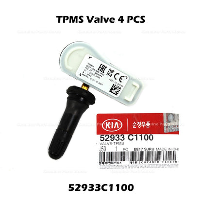 Genuine TPMS Valve 4 PCS 52933C1100 for Hyundai Santa Fe Tucson Kia Sedona