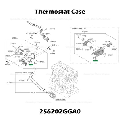 Genuine Thermostat Case 256202GGA0 for Hyundai Santa Fe Tucson Kia Sorento