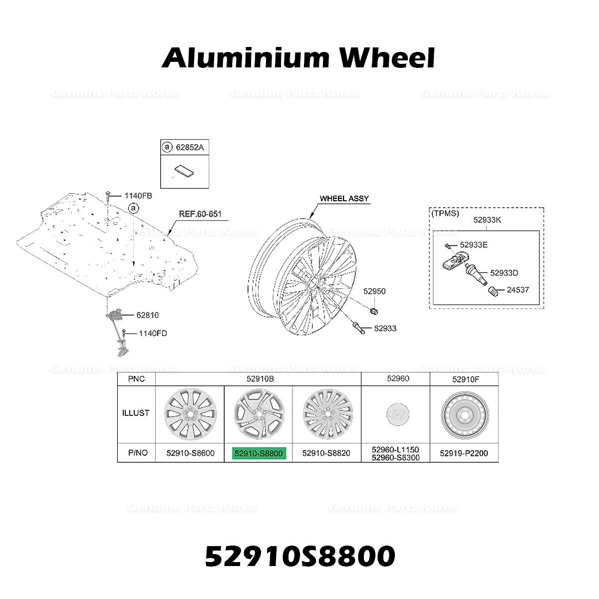 Genuine Aluminium Wheel 52910S8800 for Hyundai Palisade