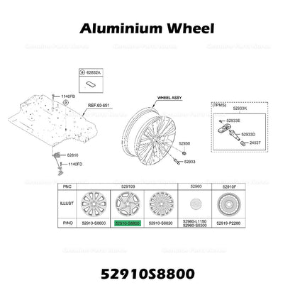 Genuine Aluminium Wheel 52910S8800 for Hyundai Palisade