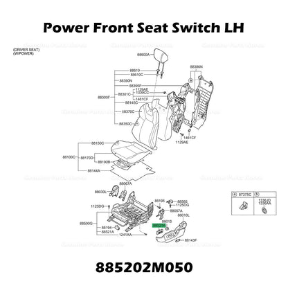 Genuine Power Front Seat Switch LH 885202M050 for Hyundai Genesis Coupe