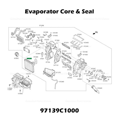 Genuine Evaporator Core & Seal 97139C1000 for Hyundai Sonata Hybrid