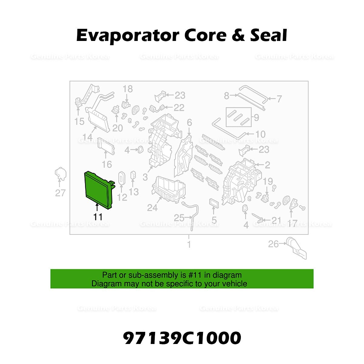 Genuine Evaporator Core & Seal 97139C1000 for Hyundai Sonata Hybrid
