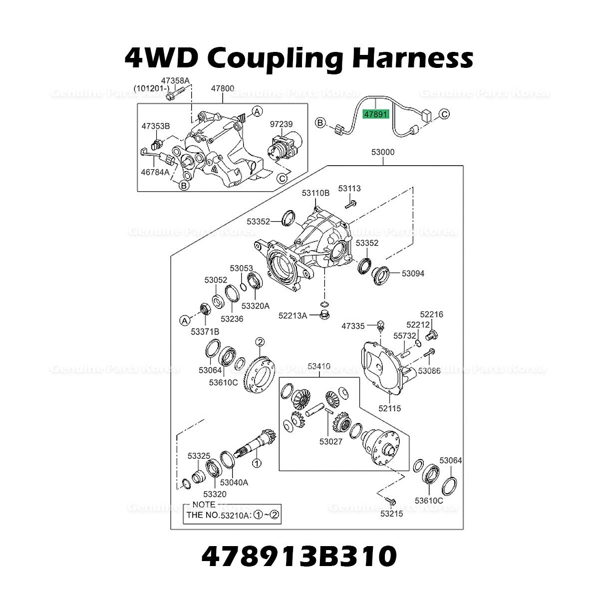 Genuine 4WD Coupling Harness 478913B310 for Hyundai Tucson Kia Sportage