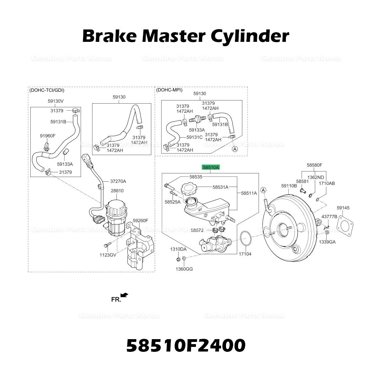 Genuine Brake Master Cylinder 58510F2400 for Hyundai Elantra