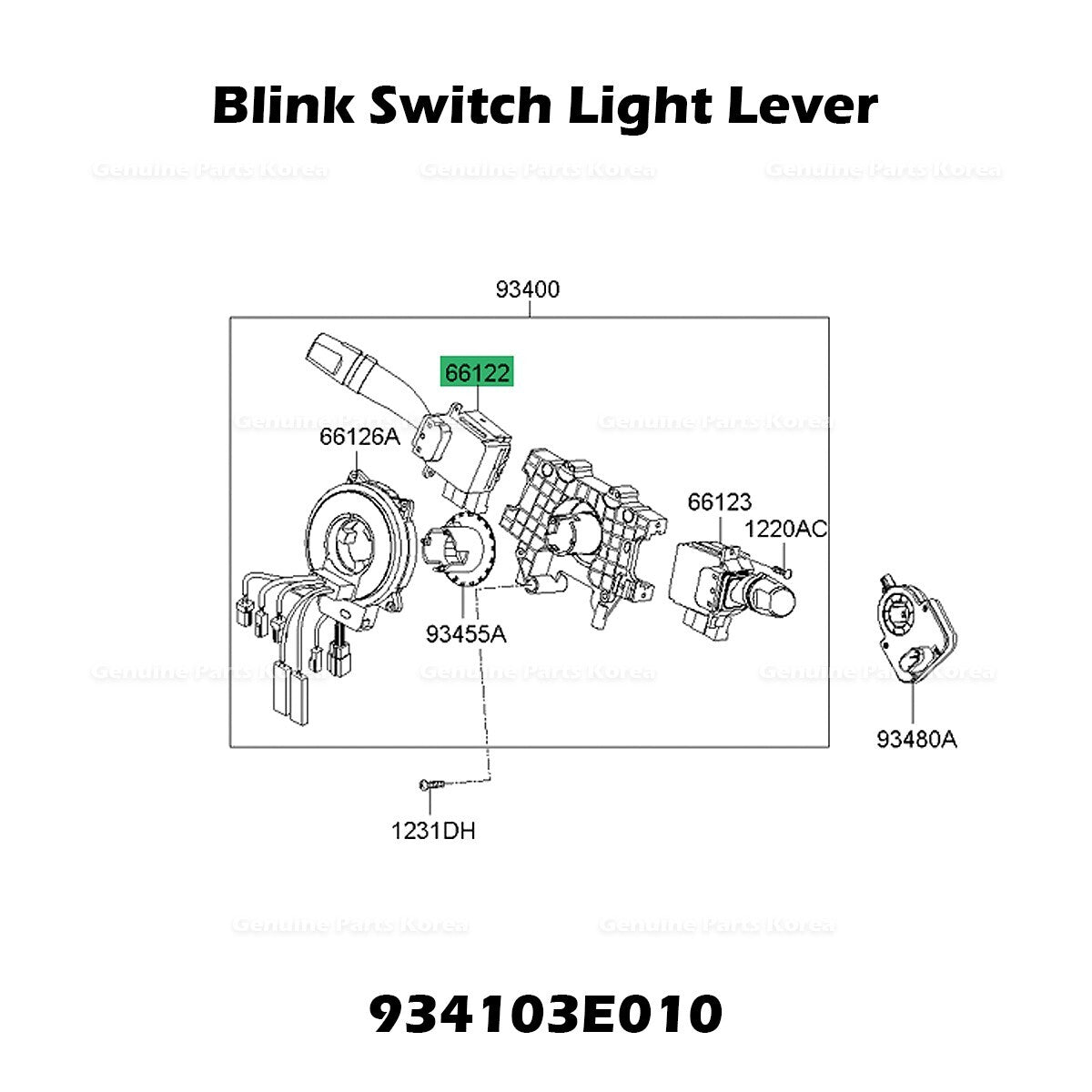 Genuine Blink Switch Light Lever 934103E010 for Kia Sorento