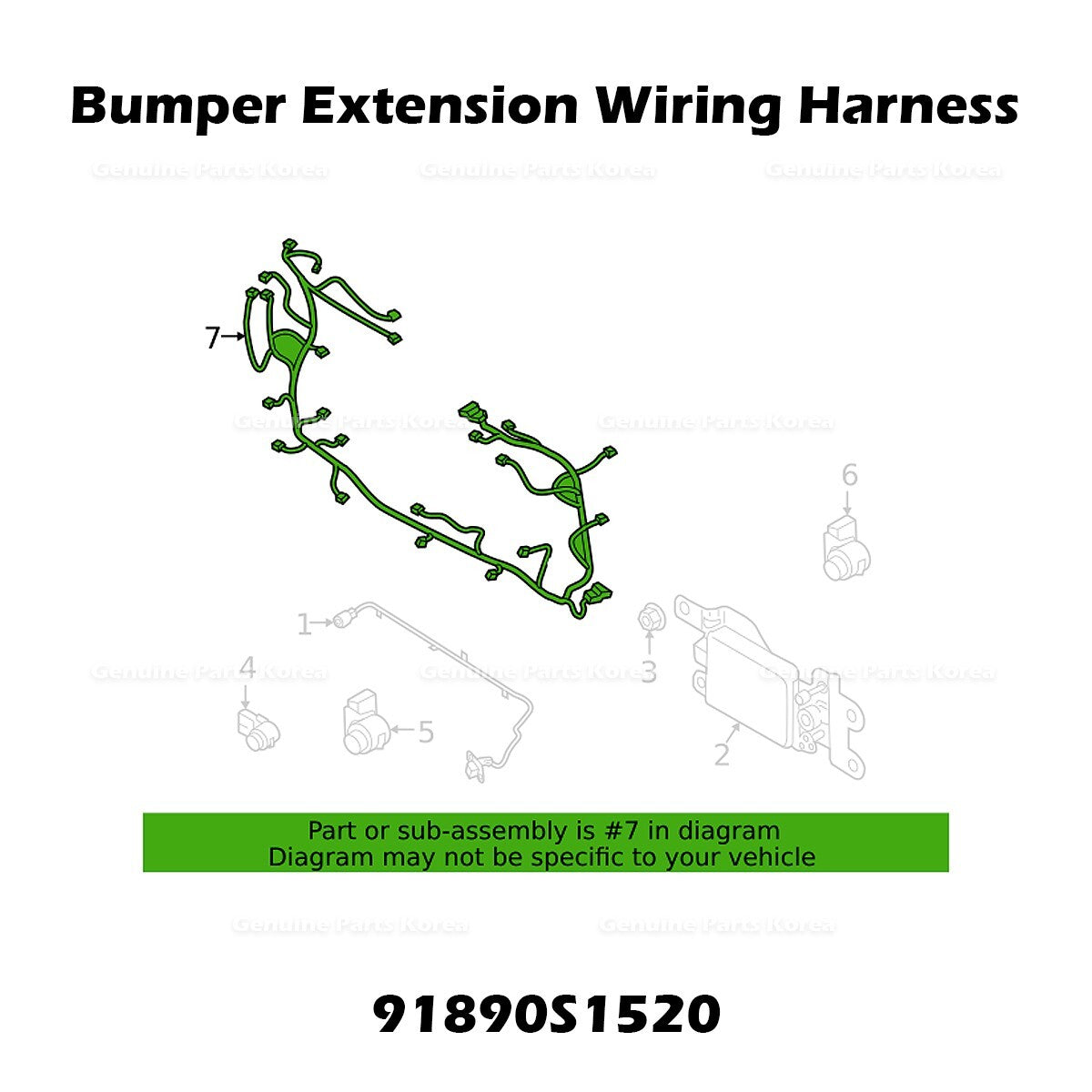 Genuine Bumper Extension Wiring Harness 91890S1520 for Hyundai Santa Fe Hybrid