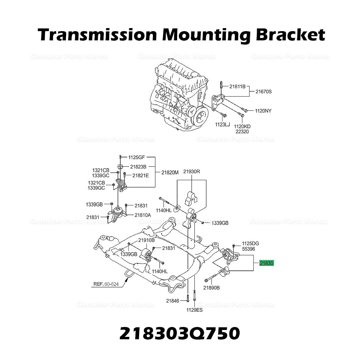 Genuine Transmission Mounting Bracket 218303Q750 for Hyundai Sonata Kia Optima