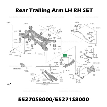Genuine Rear Trailing Arm LH RH SET 55270S8000 55271S8000 for Hyundai Palisade
