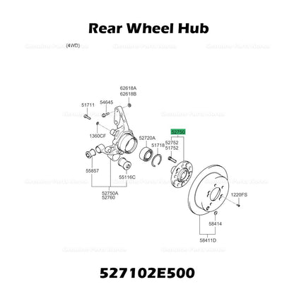 Genuine Rear Wheel Hub 527102E500 for Hyundai Tucson Kia Sportage
