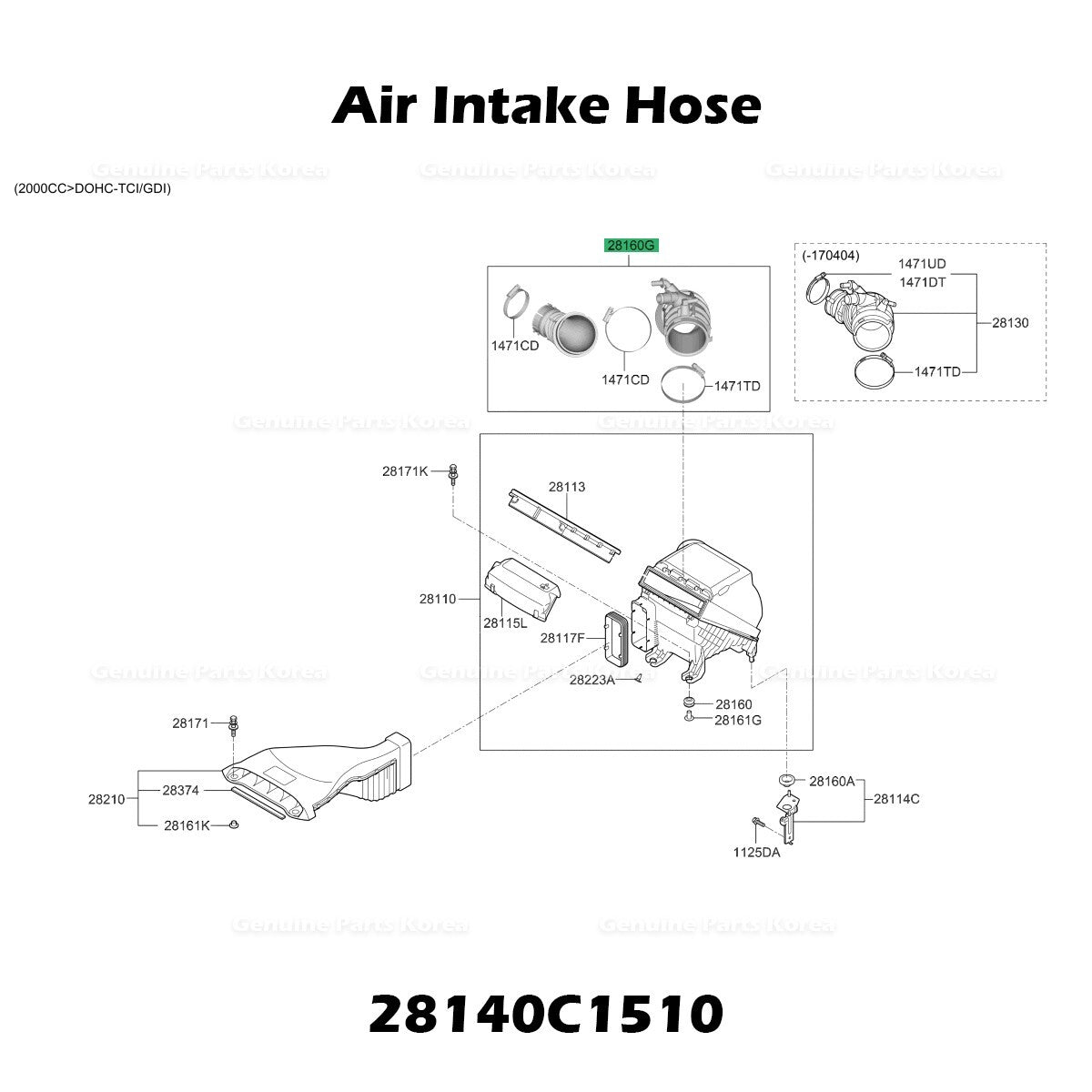 Genuine Air Intake Hose 28140C1510 for Kia Optima