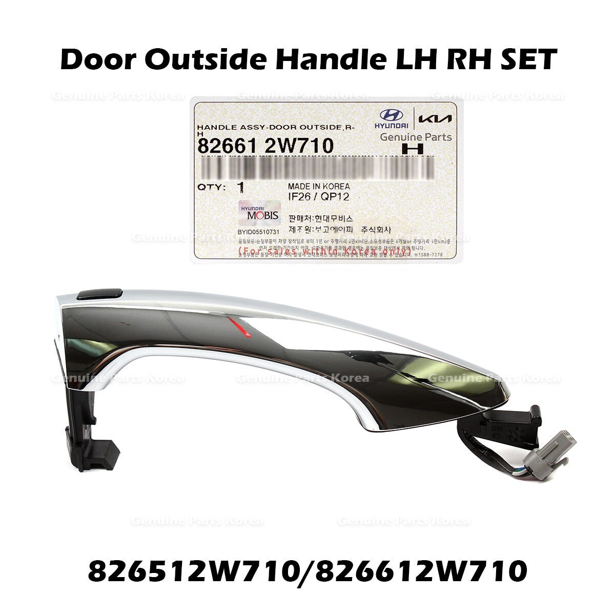 Genuine Door Outside Handle LH RH SET 826512W710 826612W710 for Hyundai
