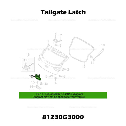 Genuine Tailgate Latch 81230G3000 for Hyundai Elantra
