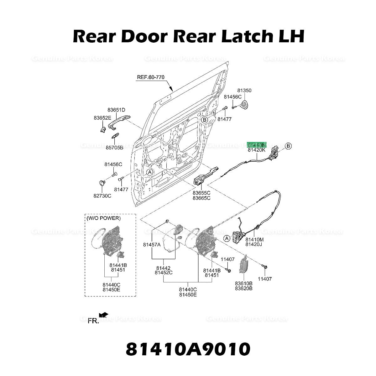 Genuine Rear Door Rear Latch LH 81410A9010 for Kia Sedona