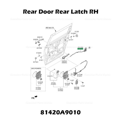 Genuine Rear Door Rear Latch RH 81420A9010 for Kia Sedona