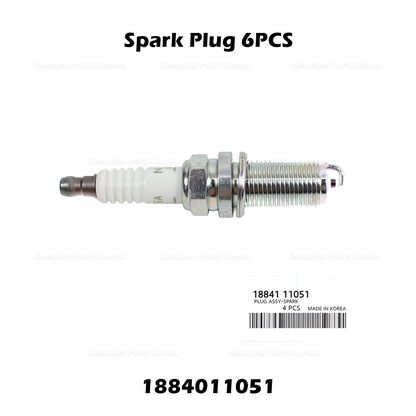 Genuine Spark Plug 6PCS 1884011051 for Hyundai Genesis Kia Borrego Optima