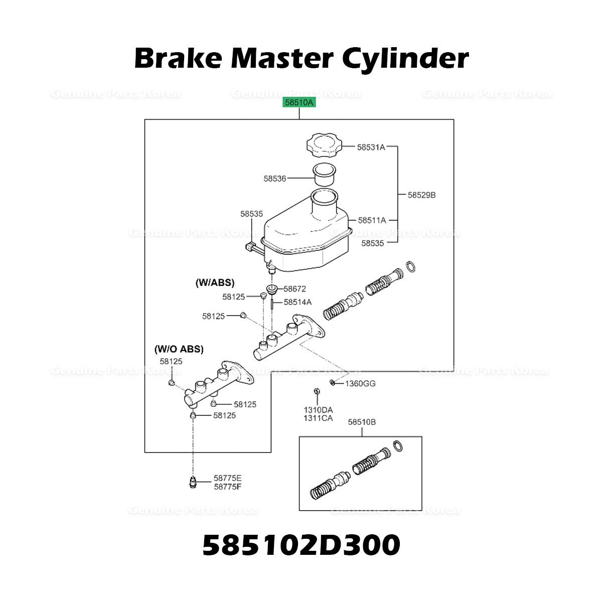 Genuine Brake Master Cylinder 585102D300 for Hyundai Elantra