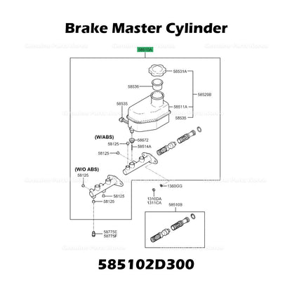 Genuine Brake Master Cylinder 585102D300 for Hyundai Elantra