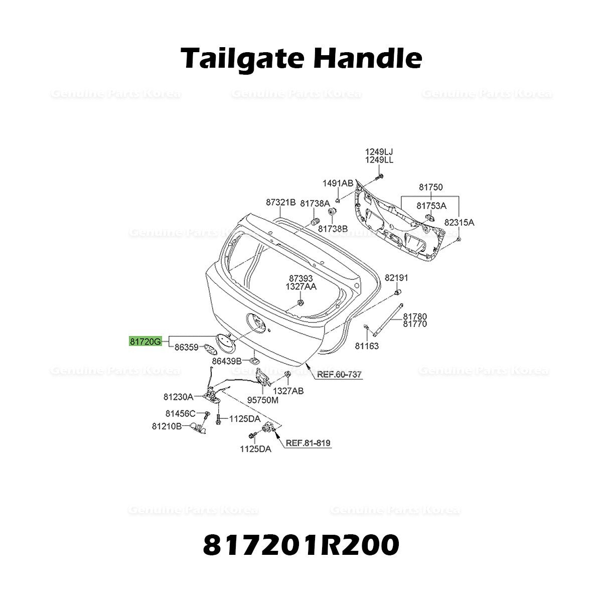 Genuine Tailgate Handle 817201R200 for Hyundai Accent
