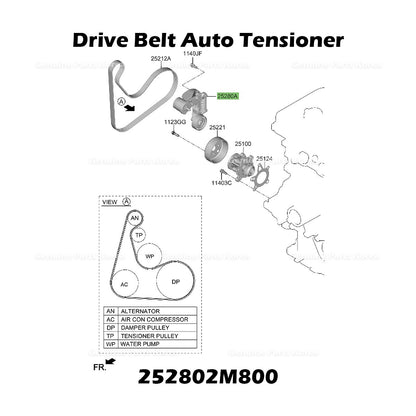Genuine Drive Belt Auto Tensioner 252802M800 for Hyundai Elantra Kona