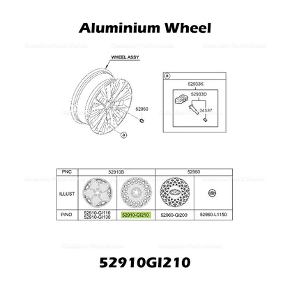 Genuine Aluminium Wheel 52910GI210 for Hyundai Ioniq 5
