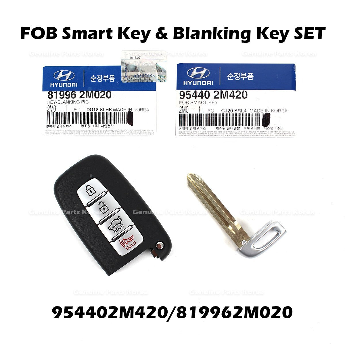 Genuine FOB Smart Key & Blanking Key SET 954402M420 for Hyundai Genesis Coupe