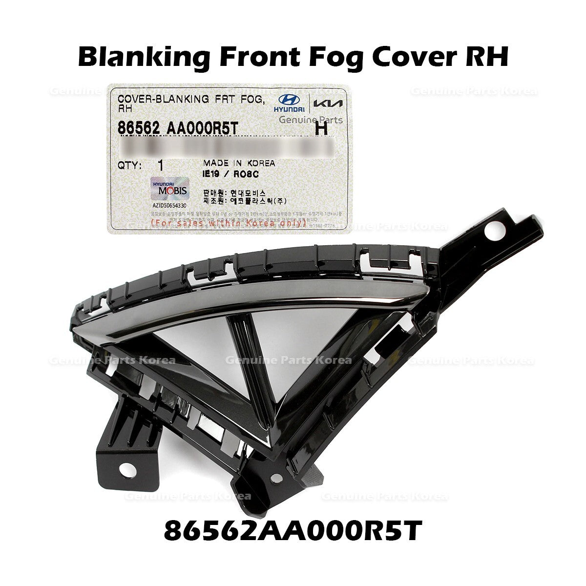 Genuine Blanking Front Fog Cover RH 86562AA000R5T for Hyundai Elantra