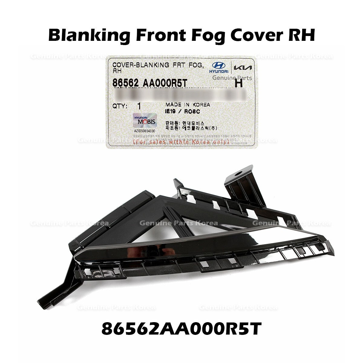 Genuine Blanking Front Fog Cover RH 86562AA000R5T for Hyundai Elantra