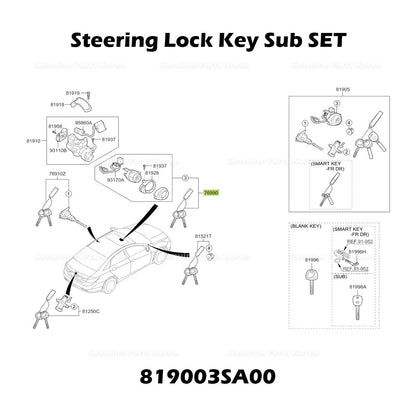 Genuine Steering Lock Key Sub SET 819003SA00 for Hyundai Sonata