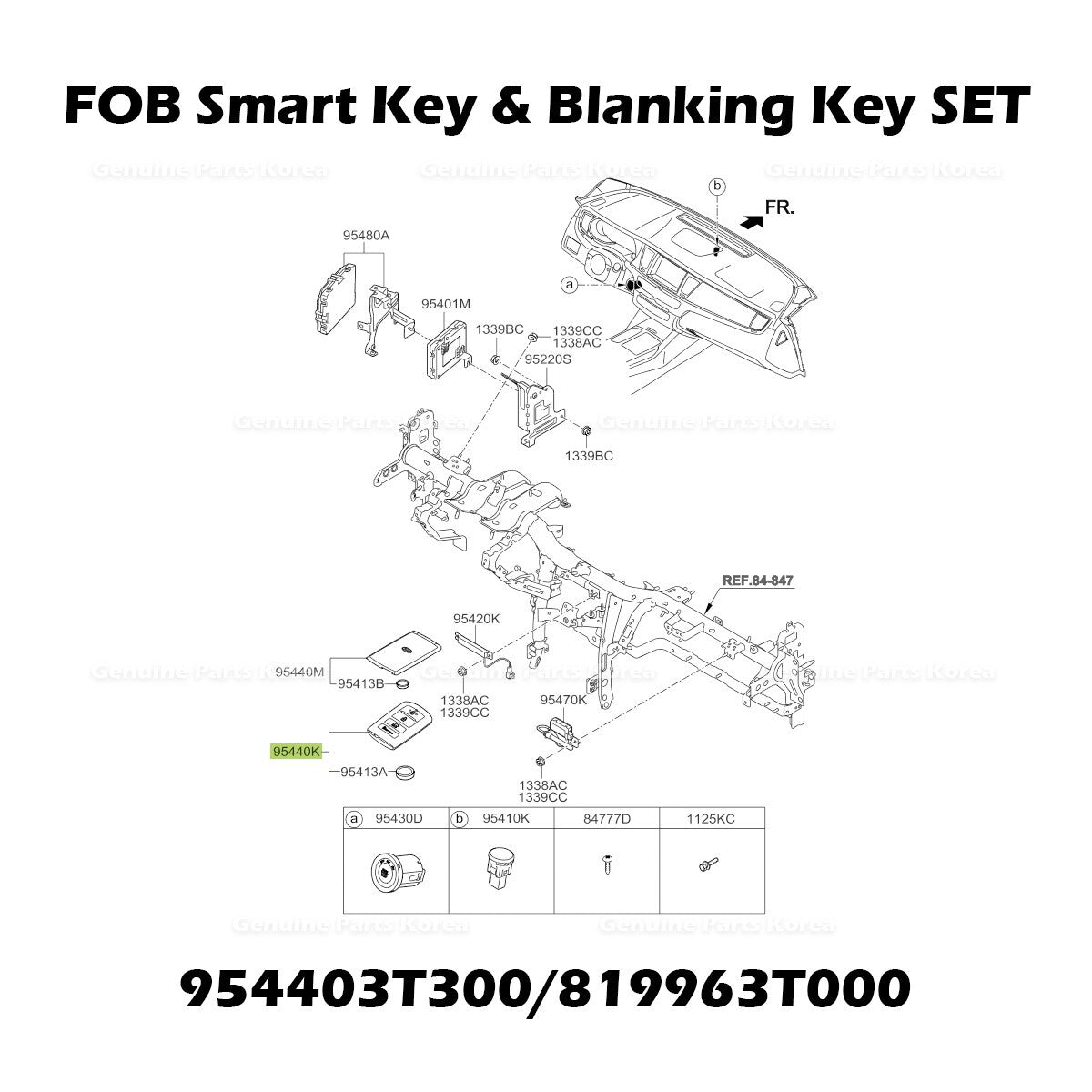 Genuine FOB Smart Key & Blanking Key SET 954403T300 for Kia K900
