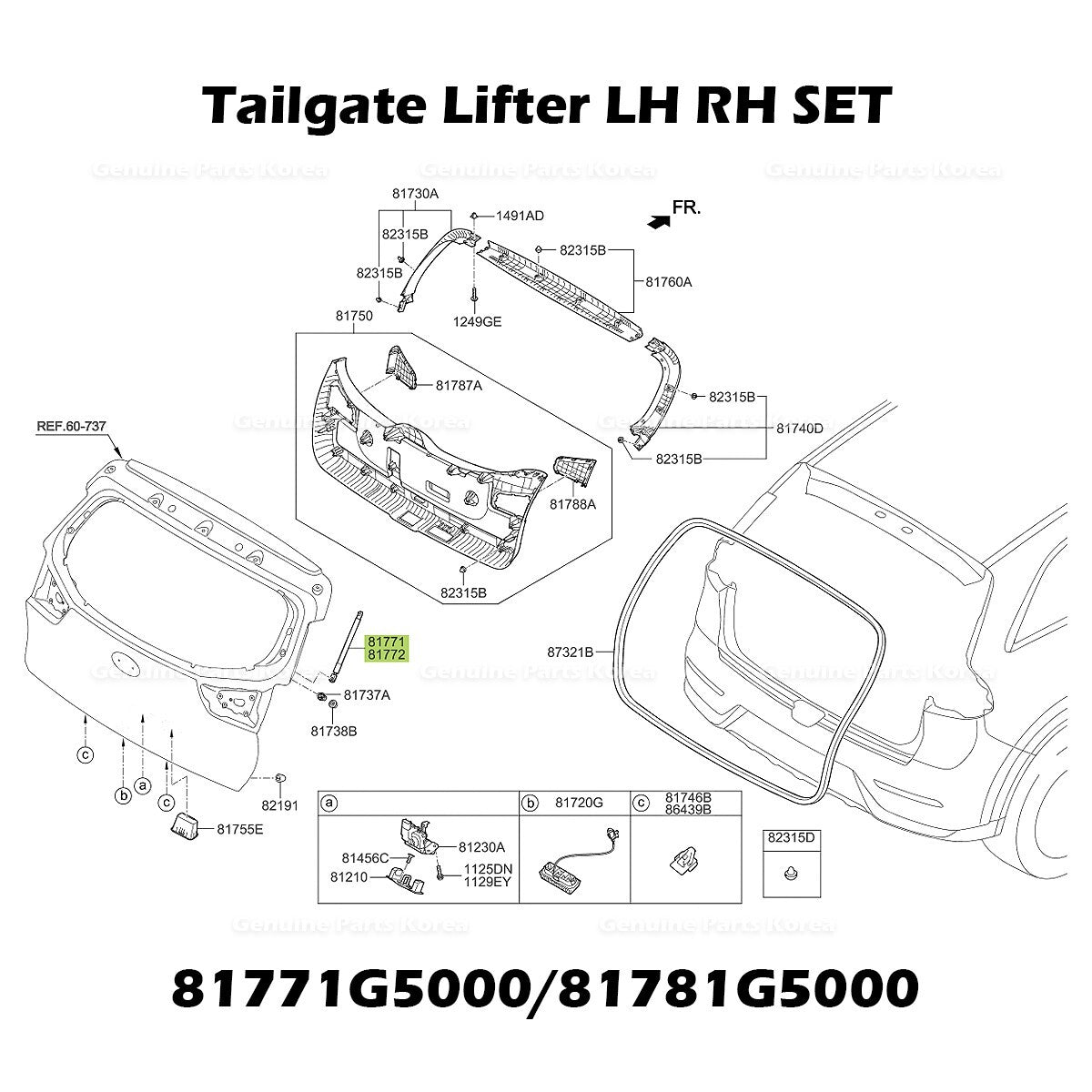 Genuine Tailgate Lifter LH RH SET 81771G5000 81781G5000 for Kia Niro
