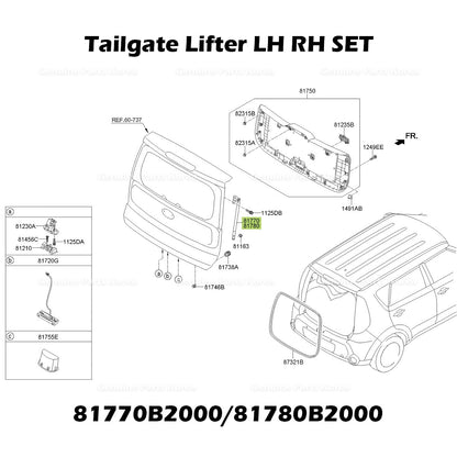 Genuine Tailgate Lifter LH RH SET 81770B2000 81780B2000 for Kia Soul