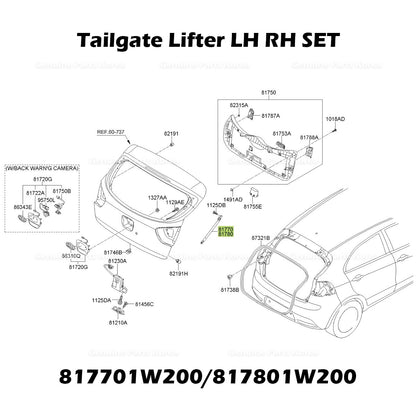 Genuine Tailgate Lifter LH RH SET 817701W200 817801W200 for Kia Rio