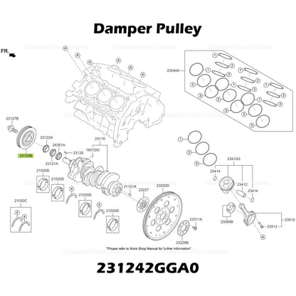 Genuine Damper Pulley 231242GGA0 for Hyundai Elantra N Genesis G70 Kia Optima