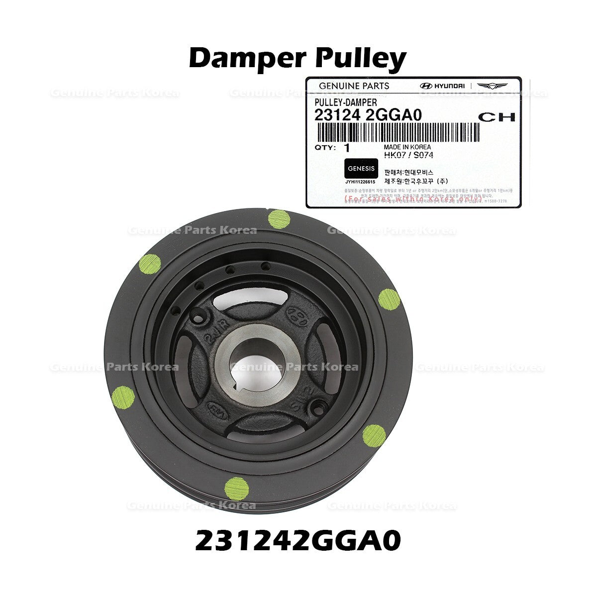Genuine Damper Pulley 231242GGA0 for Hyundai Elantra N Genesis G70 Kia Optima