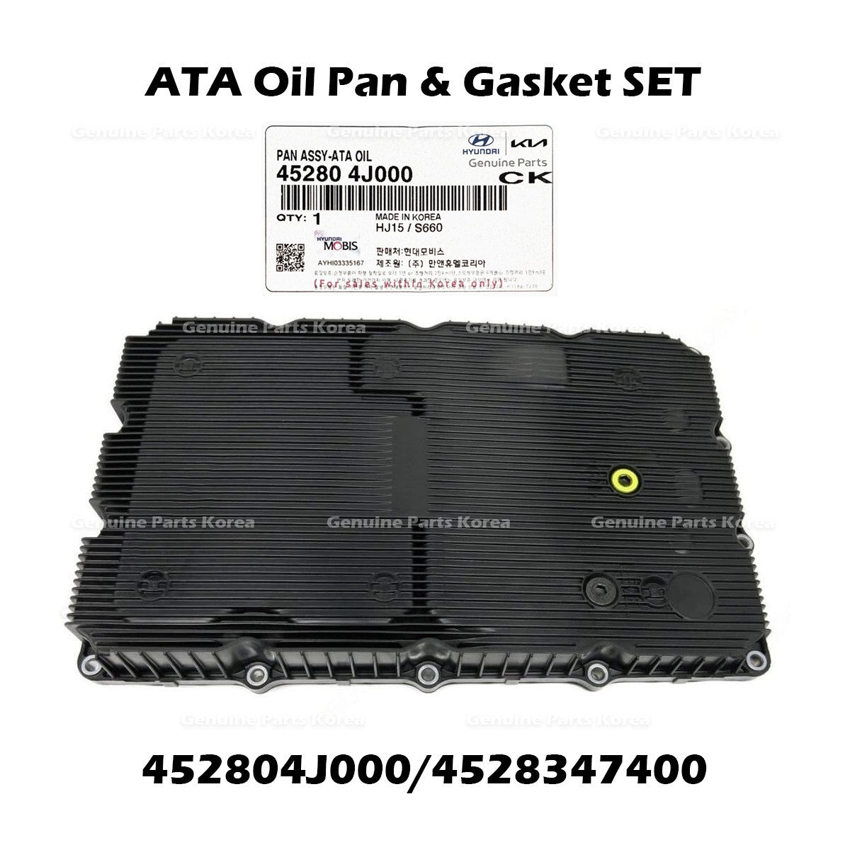 Genuine ATA Oil Pan & Gasket SET 452804J000 for Hyundai Genesis G70 G80 G90