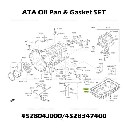 Genuine ATA Oil Pan & Gasket SET 452804J000 for Hyundai Genesis G70 G80 G90